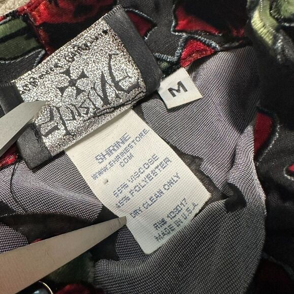 Shrine of Hollywood Antoinette Gothic Floral Rose Velvet Ruffle Long Sleeve Sz M - Picture 7 of 8